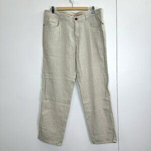 Tommy Bahamas Pants Mens Size 36 x 32 Linen Beige Khaki Flat Front Five Pocket